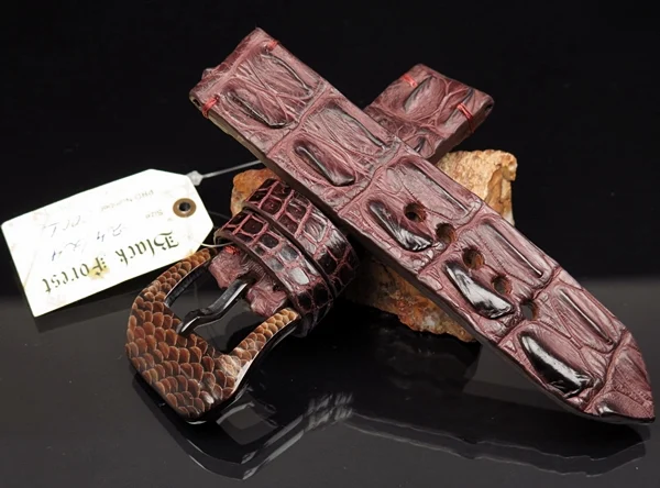 24mm Handmade Genuine Alligator Double Hornback Strap YN01
