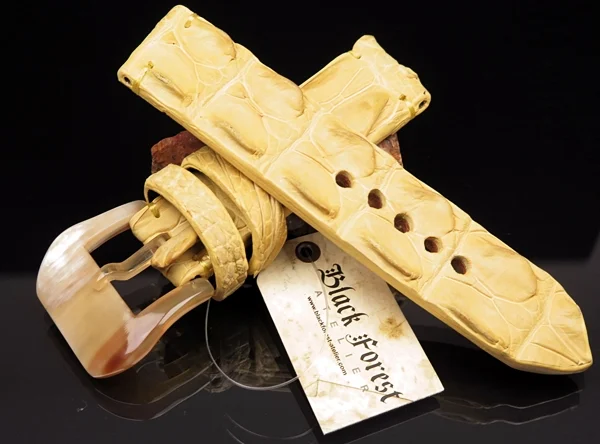 24mm Handmade Genuine Alligator Double Hornback Strap YN02