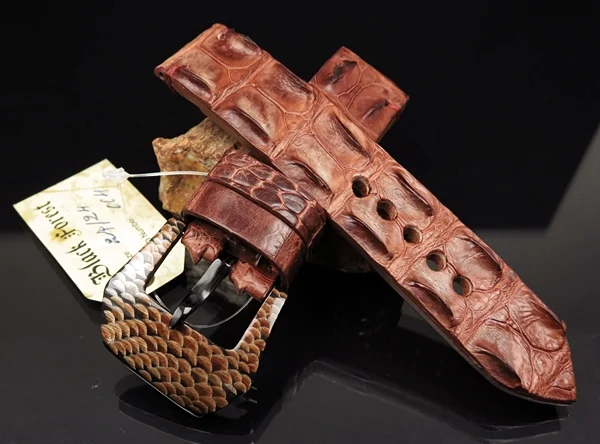 24mm Handmade Genuine Alligator Double Hornback Strap YN04