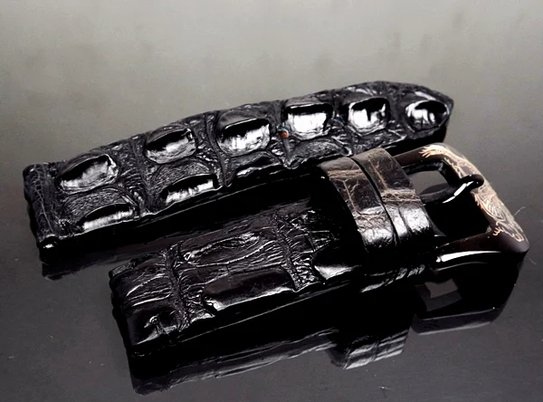 24mm Handmade Genuine Alligator Double Hornback Strap YN06 – image 3