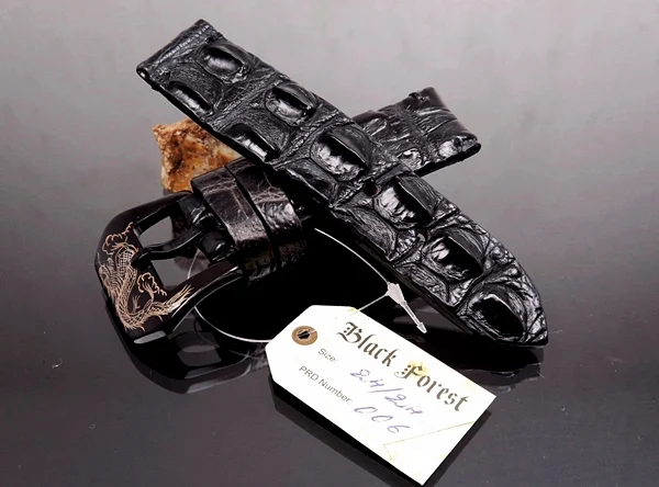 24mm Handmade Genuine Alligator Double Hornback Strap YN06