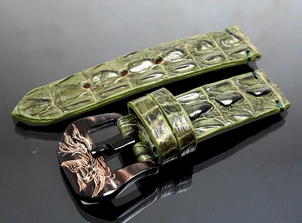 24mm Handmade Genuine Alligator Double Hornback Strap YN09 – image 3