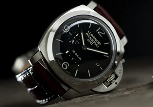 Handmade leather strap fitted to a Panerai watch