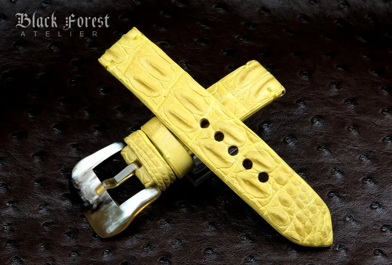 22mm Handmade Genuine Alligator Double Hornback Strap QK01