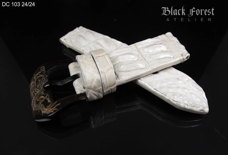 24mm Handmade Genuine Alligator Double Hornback Strap DC103