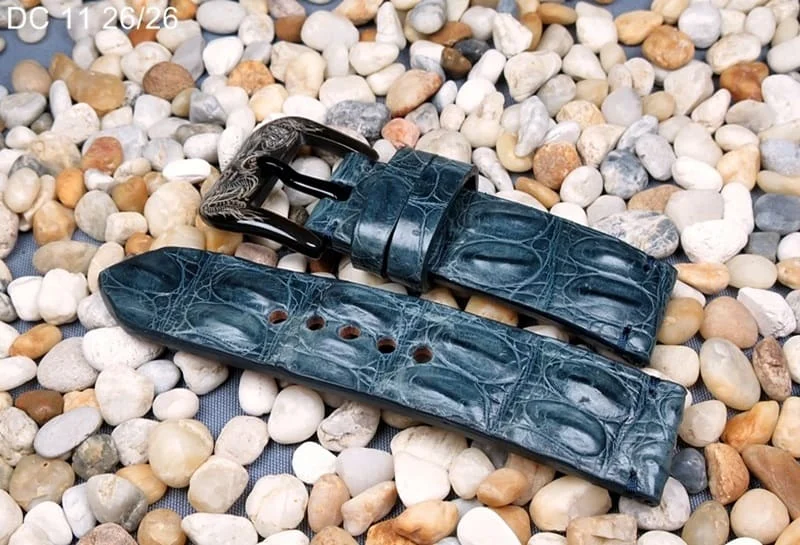 26mm Handmade Genuine Alligator Double Hornback Strap Nr11