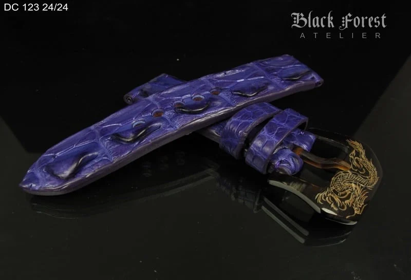 24mm Handmade Genuine Alligator Double Hornback Strap DC123