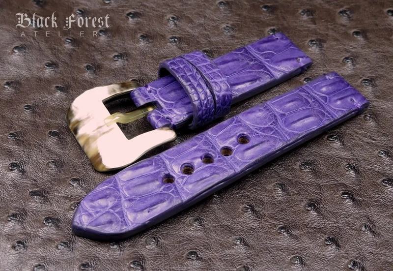 22mm Handmade Genuine Alligator Double Hornback Strap QK13 – image 3