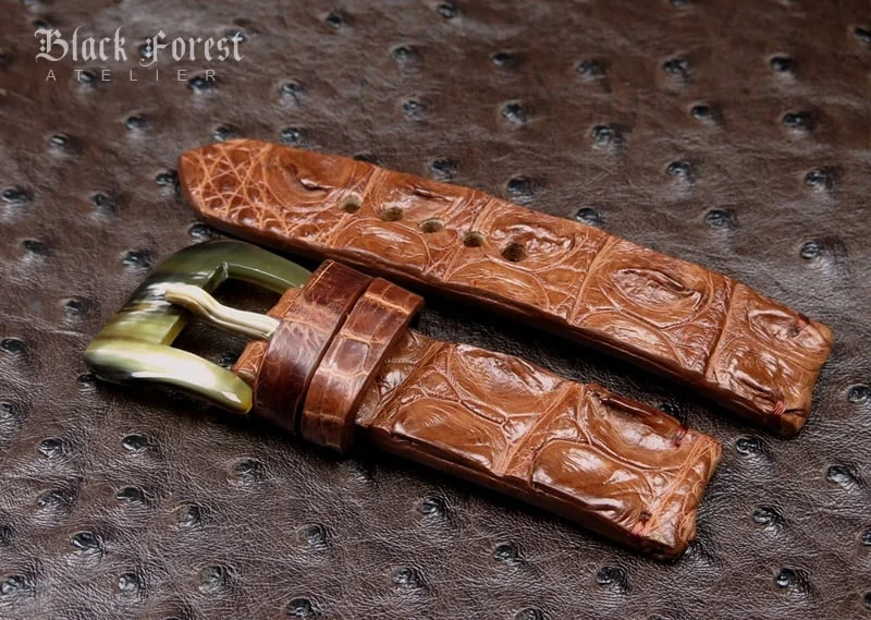 22mm Handmade Genuine Alligator Double Hornback Strap QK14 – image 3