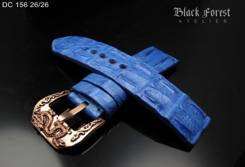 26mm Handmade Genuine Alligator Double Hornback Strap Nr156