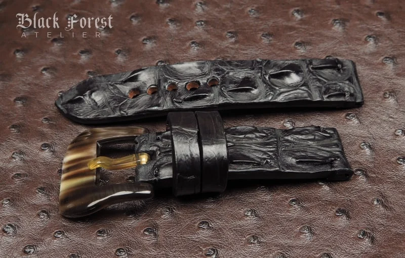 22mm Handmade Genuine Alligator Double Hornback Strap QK16 – image 3