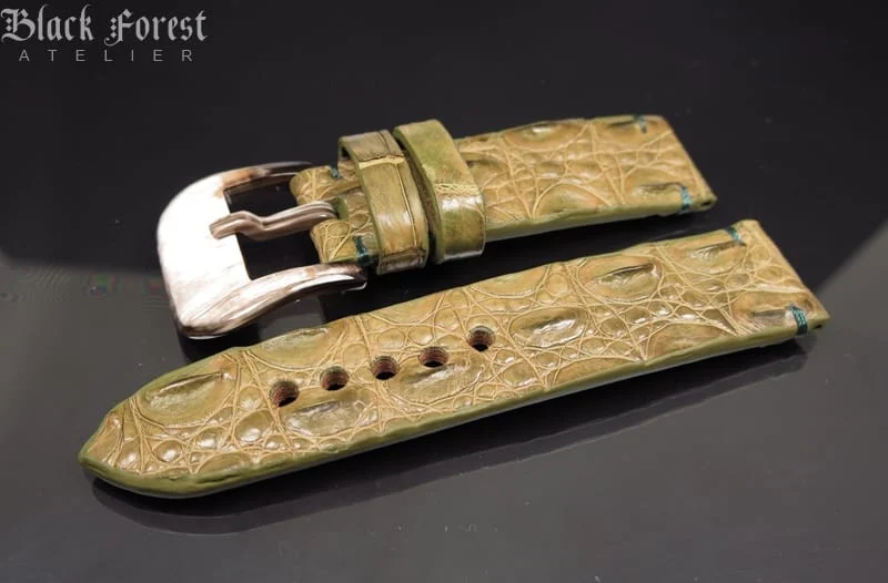 24mm Handmade Genuine Alligator Double Hornback Strap YN2 – image 3