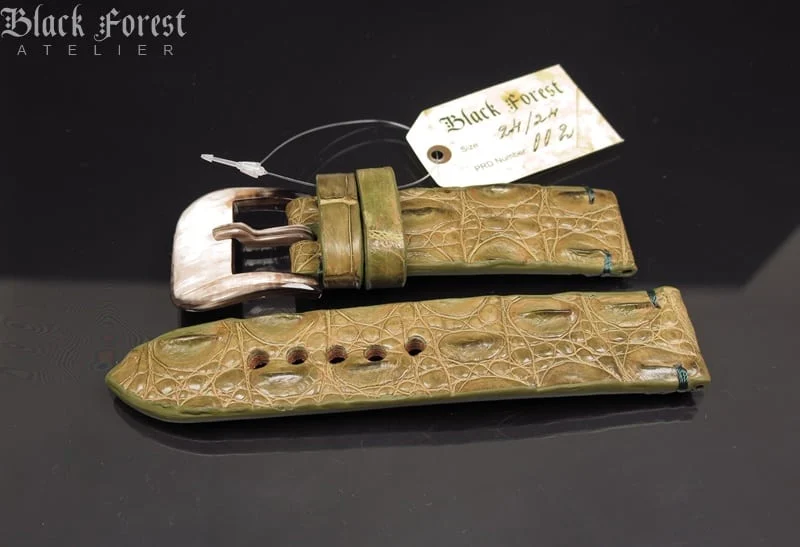 24mm Handmade Genuine Alligator Double Hornback Strap YN2