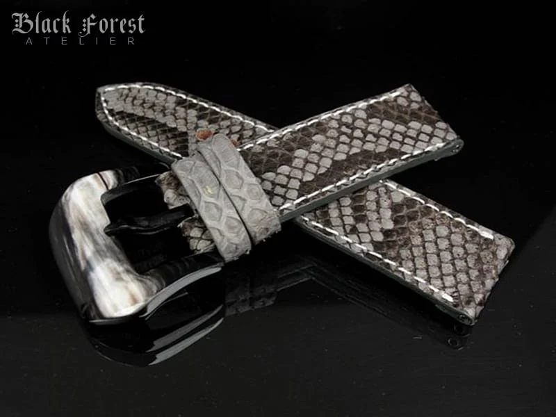 24mm/24mm Handmade Natural Color Real Python Skin Watch Strap PY04