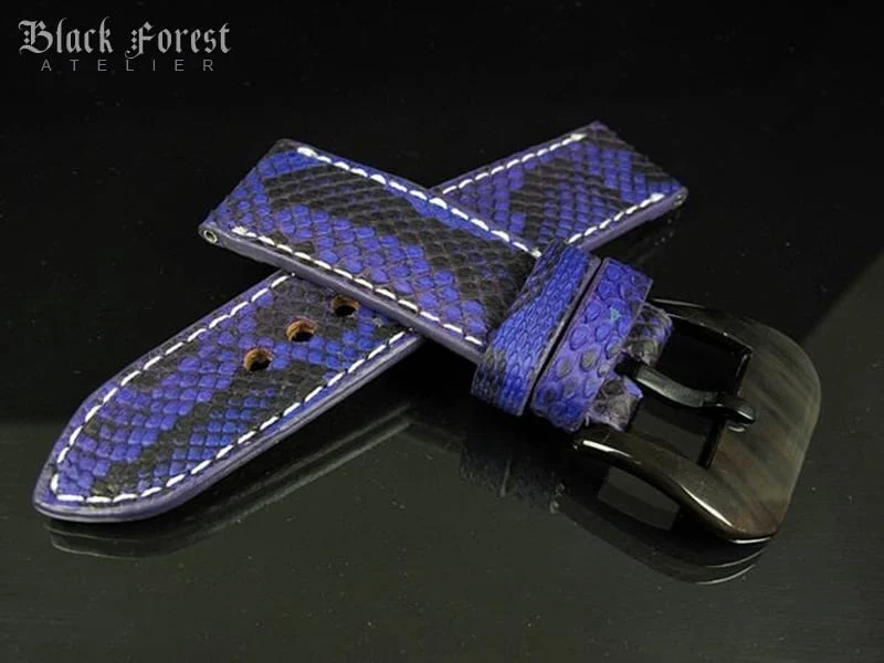 24mm/24mm Handmade Natural Color Real Python Skin Watch Strap PY03