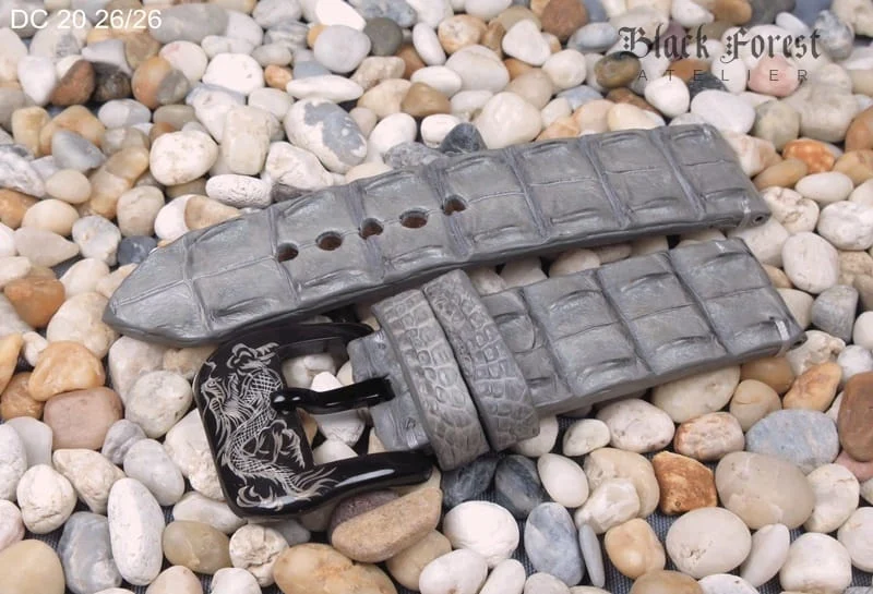 26mm Handmade Genuine Alligator Double Hornback Strap Nr20