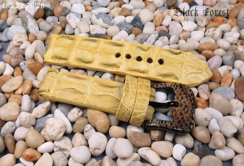 26mm Handmade Genuine Alligator Double Hornback Strap Nr22