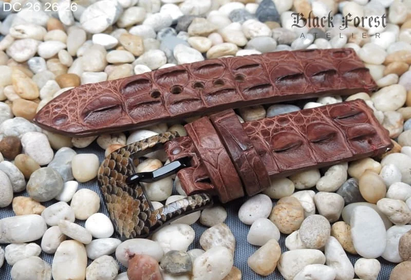 26mm Handmade Genuine Alligator Double Hornback Strap Nr26