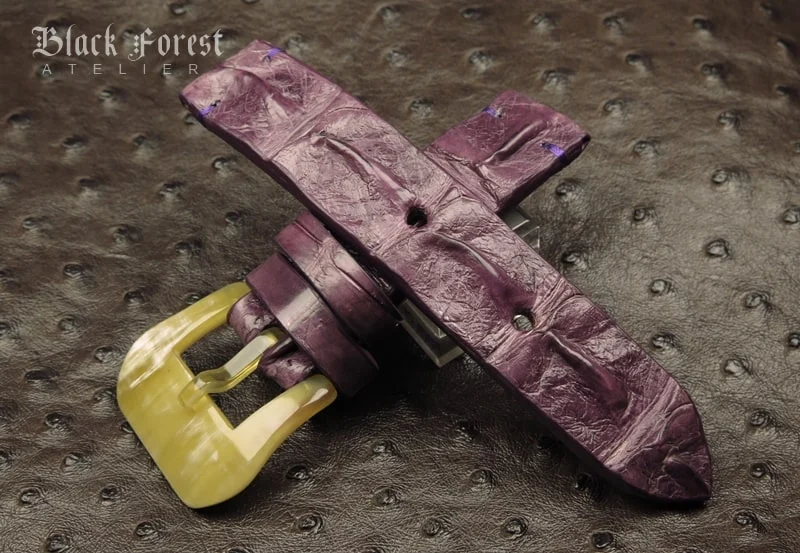 22mm Handmade Genuine Alligator Double Hornback Strap QK26