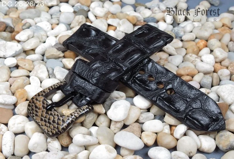 26mm Handmade Genuine Alligator Double Hornback Strap Nr28