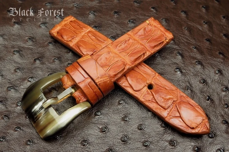 22mm Handmade Genuine Alligator Double Hornback Strap QK30