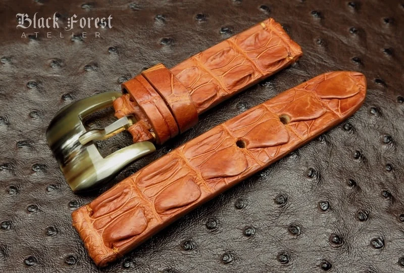 22mm Handmade Genuine Alligator Double Hornback Strap QK30 – image 3