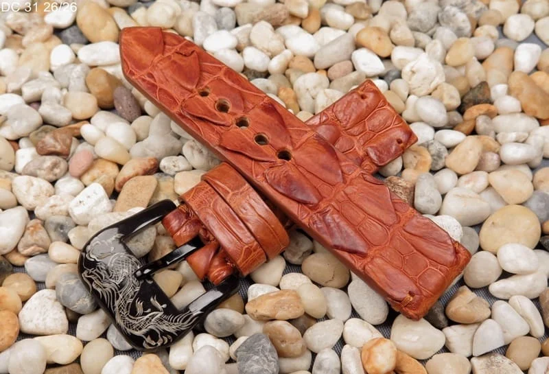 26mm Handmade Genuine Alligator Double Hornback Strap Nr31