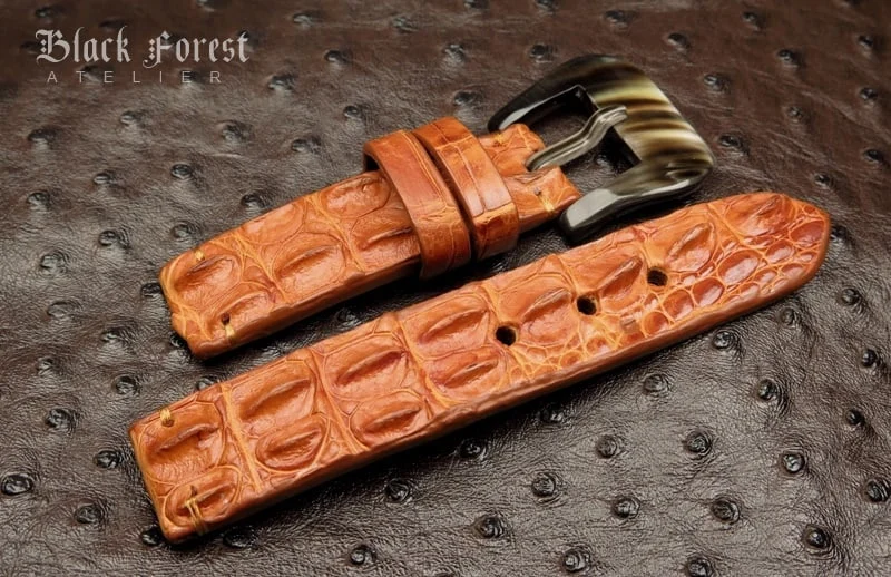 22mm Handmade Genuine Alligator Double Hornback Strap QK33 – image 3