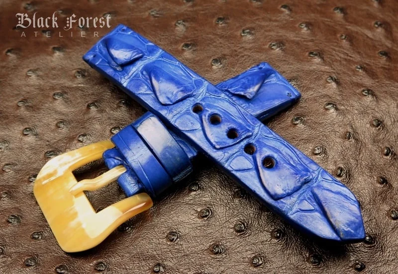 22mm Handmade Genuine Alligator Double Hornback Strap QK36