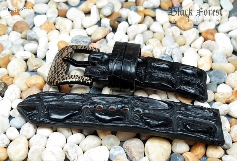 26mm Handmade Genuine Alligator Double Hornback Strap Nr06