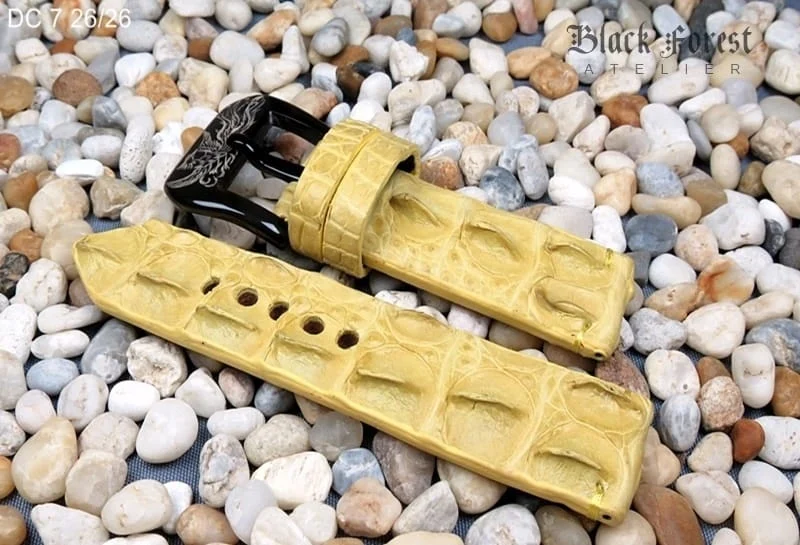 26mm Handmade Genuine Alligator Double Hornback Strap Nr07