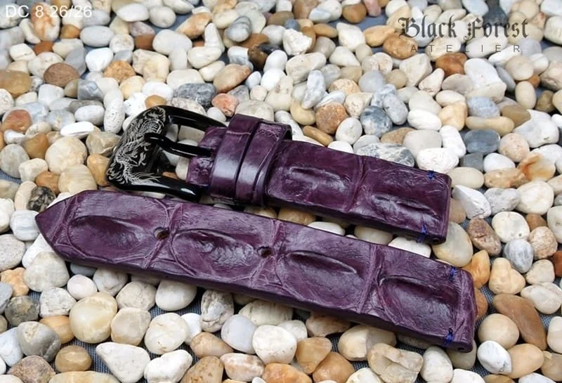 26mm Handmade Genuine Alligator Double Hornback Strap Nr08