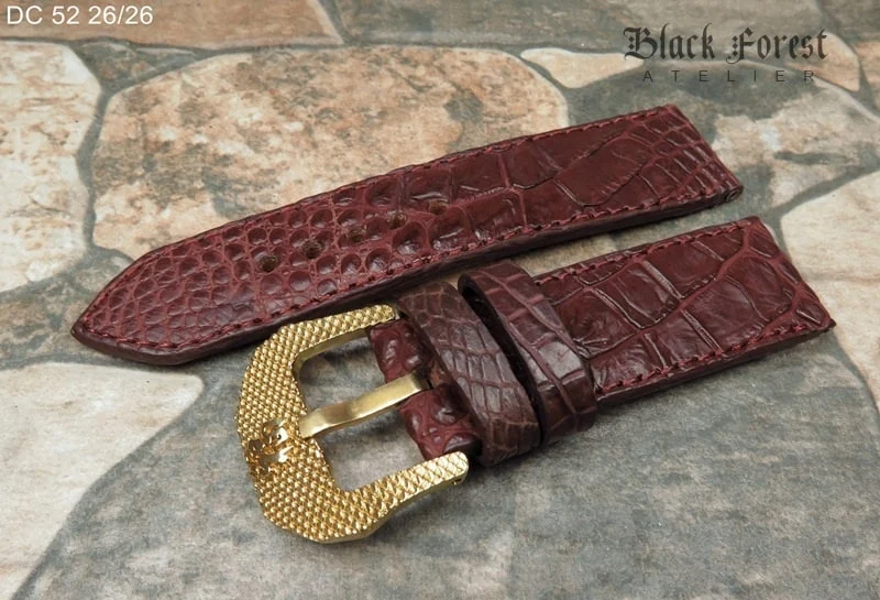 Handgefertigtes Uhrenarmband 26mm aus echtem Alligator-/Krokodilleder Nr52 – Bild 3