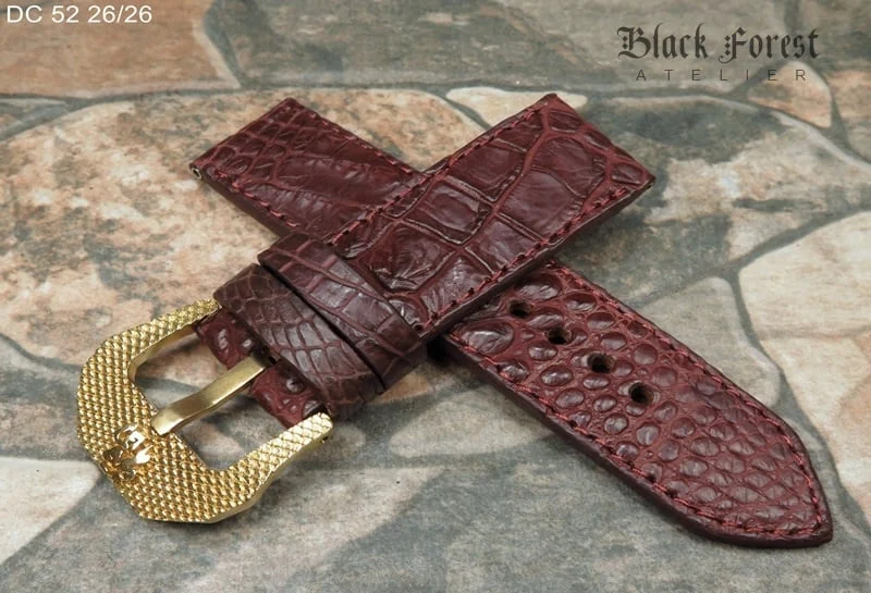26mm Handmade Genuine Alligator/Crocodile Skin Strap Nr52
