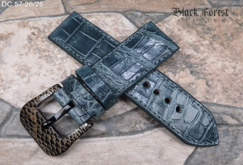 26mm Handmade Genuine Alligator/Crocodile Skin Strap Nr57