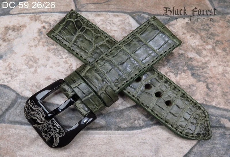 26mm Handmade Genuine Alligator/Crocodile Skin Strap Nr59