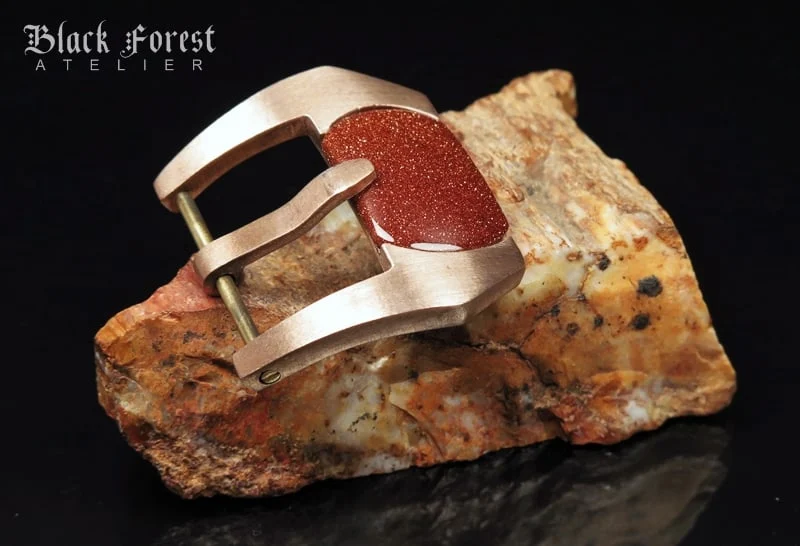 24mm Handmade Gemstone in Pink Bronze Buckle for Maranez,Helson,Panerai,Ancon KD2 – image 3