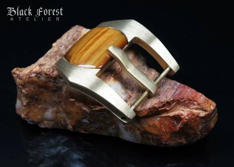 24mm Handmade Gemstone in Yellow Bronze Buckle for Maranez,Helson,Panerai,Ancon KD9 – image 3