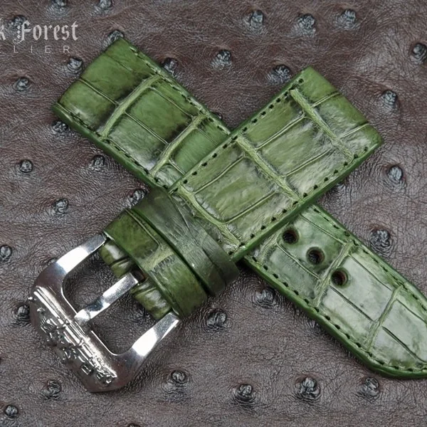 28mm/24mm Handmade Genuine Crocodile Belly Strap QK65