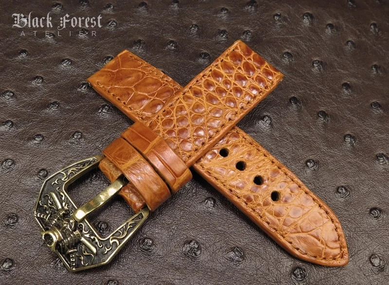 24mm Handmade Genuine Alligator Belly Strap QK70