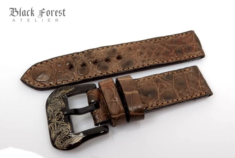 22mm Handmade Genuine Crocodile Belly Strap QK75 – image 3