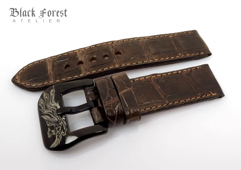 22mm Handmade Genuine Crocodile Belly Strap QK76 – image 3