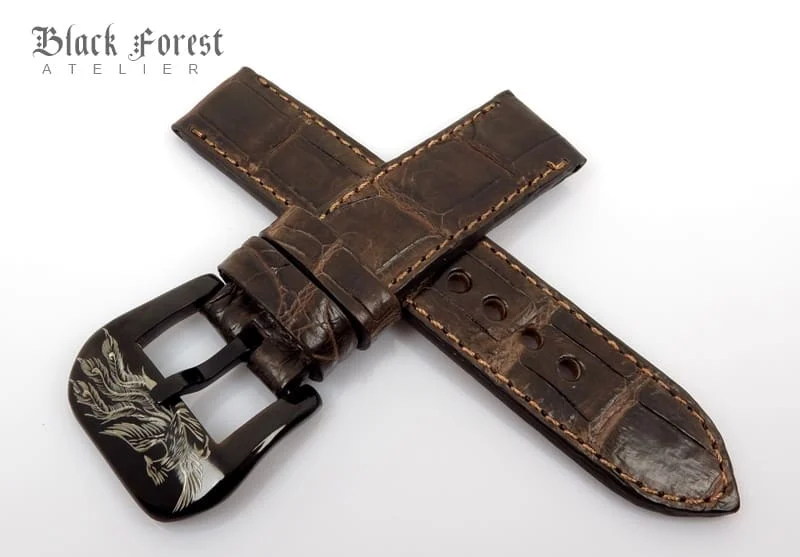 22mm Handmade Genuine Crocodile Belly Strap QK76
