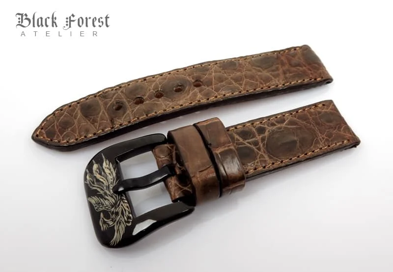 22mm Handmade Genuine Crocodile Belly Strap QK77 – image 3