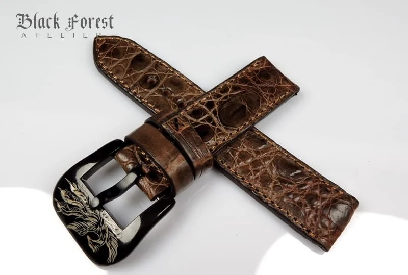 22mm Handmade Genuine Crocodile Belly Strap QK77