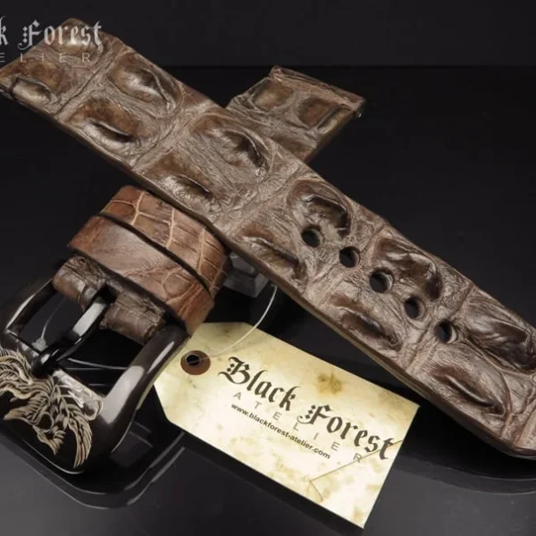 26mm Handmade Genuine Alligator Double Hornback Strap Nr252