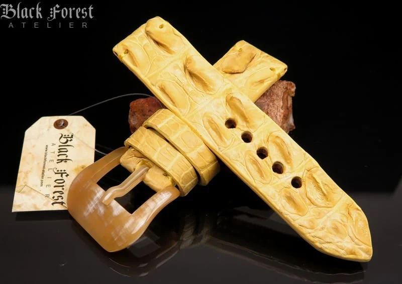 24mm Handmade Genuine Alligator Double Hornback Strap YN19