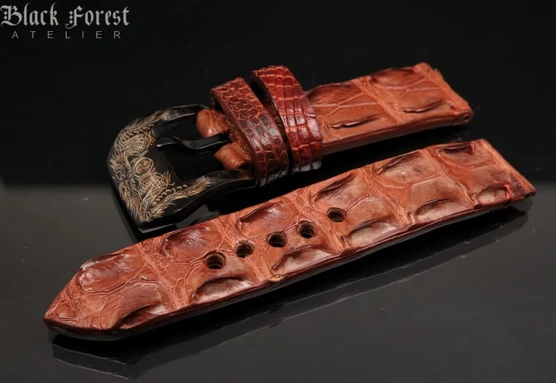 24mm Handmade Genuine Alligator Double Hornback Strap YN22 – image 3