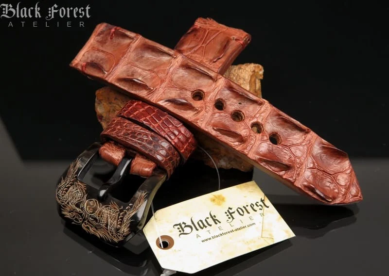 24mm Handmade Genuine Alligator Double Hornback Strap YN22