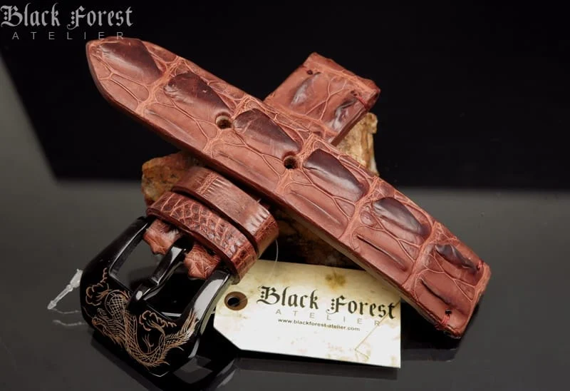 24mm Handmade Genuine Alligator Double Hornback Strap YN25